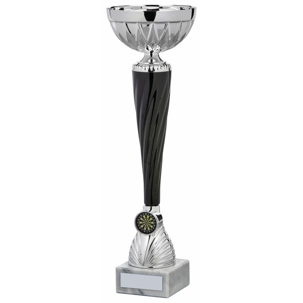 SILVER/BLACK VALUE MULTISPORT CUP AWARD PLATE ENGRAVED FREE OF CHARGE